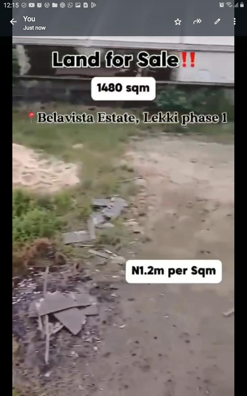 1,480 SQM Land for Sale – Bella Vista Estate, Lekki Phase 1